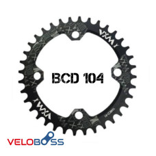 Звезда передняя на 34 зуба Narrow Wide 104BCD, Round, алюминиевая ALU-7005, 34T, VXM, инд. упак. 