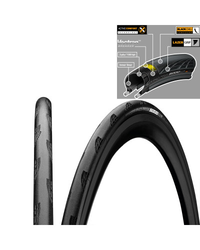 Покрышка Continental Grand Prix 5000 Tubeless, 25 - 622, 28" | 700 x 25C, складная, BlackChili – Vec