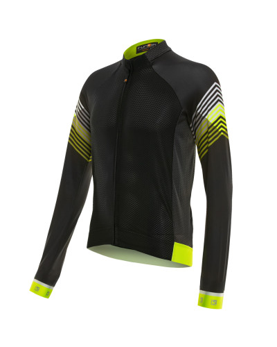 Велофутболка 12-670 SORRENTO J-830-L с длин.руквом Black/Yellow Men Elite LS Summer Jersey с длин. м
