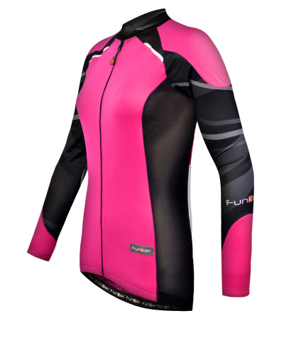 Велофутболка 12-787 женская Firenze С ДЛИННЫМ РУКАВОМ  JW-730-7-LW Pink Black Women Active LS Therma