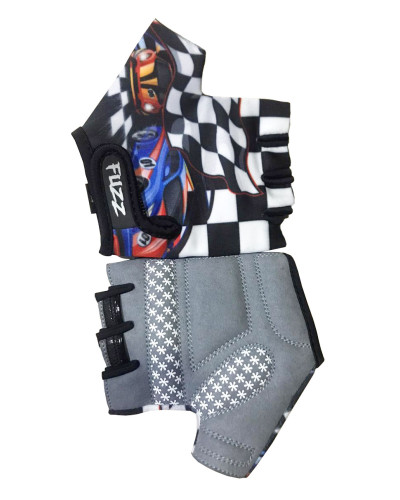 Перчатки 08-202062 детские лайкра RACE CARS бело-черные, р-р 6/М (для 4-6 лет), GRIP GEL, с петелька