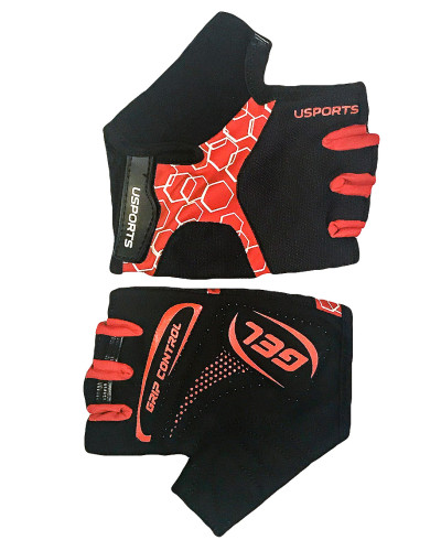 Перчатки 08-202426 лайкра SPORT RACE GEL черно-красные, р-р XXL, с петельками, GEL усилен, на липучк