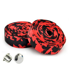 Лента на руль 3-187 CHBT28RB корковая+крепеж+заглушки на руль камуфляж красно-черная CLARK`S NEW