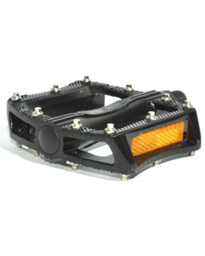 Педали 8-34200021 алюм. BMX APD-F11-Alu литые широкие смен. шипы с отраж. черные AUTHOR