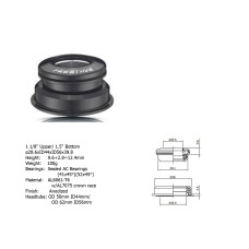 Рулевой набор 8-23950105 ACO-А13H Int. алюм. полукартр. 1 1/8"/1.5" AHEAD 39,8/44/56 черный AUTHOR