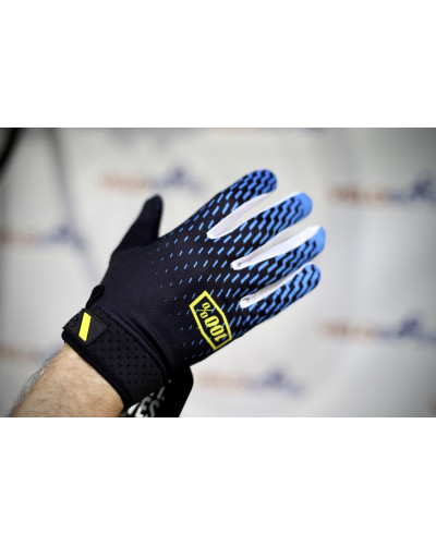 Перчатки 100% Ridefit gloves черный/синий/белый, р-р M, на липучке