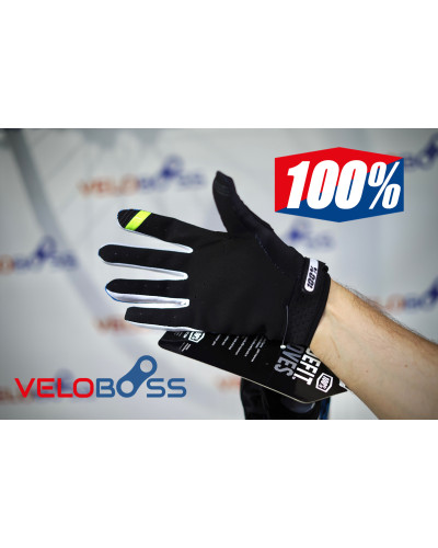 Перчатки 100% Ridefit gloves черный/синий/белый, р-р M, на липучке