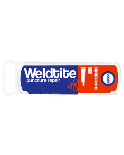 WELDTITE Аптечка, 2 суперзаплатки 28х18 мм, 4 суперзаплатки D:20 мм, шкурка, клей 5 г, (Англия)