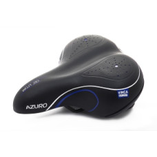 Седло комфортное с гелем, 246*206мм, черное с синим,  европодвес Vinca Sport