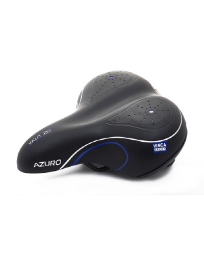 Седло комфортное с гелем, 246*206мм, черное с синим,  европодвес Vinca Sport