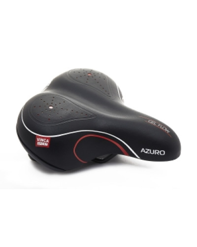 Седло комфортное с гелем, 246*206мм, черное с красным, европодвес Vinca Sport
