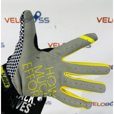 Перчатки 100% Itrack gloves черный/белый/желтый, р-р M, на липучке