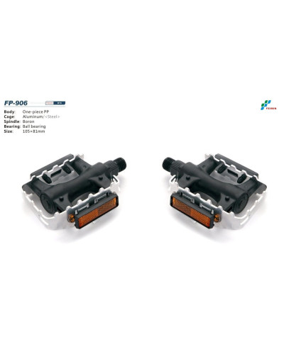 Педали платформенные (комплект 2 шт.) 9/16", 105x81 мм, алюминий/пластик, FP-906 FEIMIN (черный, 1PE