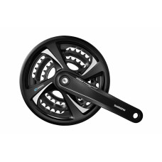 Комплект шатунов (система) SHIMANO FC-TX801 TOURNEY, с защитой, SQR, 170 мм, 42х32х22T (черный, AFCT