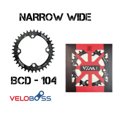 Звезда передняя на 36 зуба Narrow Wide 104BCD, Round, алюминиевая ALU-7005, 36T, VXM, инд. упак. 