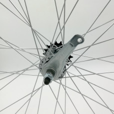 Колесо в сборе 28" заднее, втулка CF-E10 36 отв. с ножным тормозом, 1 ск., 18 зуб., усиленные спицы,