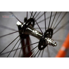 Колесо 28/29" перед.,Синг/фикс, GBS, ОРАНЖЕВОЕ, двойное, 32 нерж. спиц, NOVATEC пром.