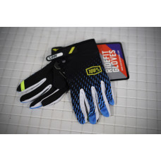 Перчатки 100% Ridefit gloves черный/синий/белый, р-р L, на липучке