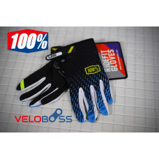 Перчатки 100% Ridefit gloves черный/синий/белый, р-р L, на липучке