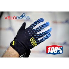 Перчатки 100% Ridefit gloves черный/синий/белый, р-р L, на липучке