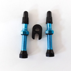 Ниппель бескамерный ColtBikes алюминий, Presta, синий, 40 мм, 2 шт