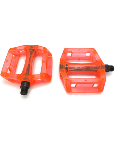 Z PLUS Педали Z-0911,DH/BMX, полимерные, ось CrMo, 9/16", 100х110х28мм, 195г, прозрачные оранжевые