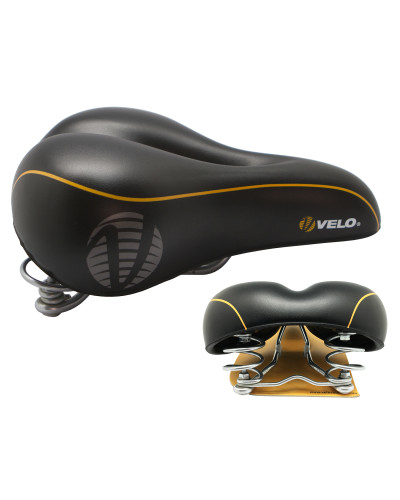 VELO Седло VL-6115 Комфорт, 252х210мм, вакуумное, амортизатор: пружины, вес 760г, в торг.уп.