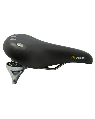 VELO Седло VL-8114 Комфорт. 264х221мм, чёрное, с заклёпками, на пружинах, вес 800г