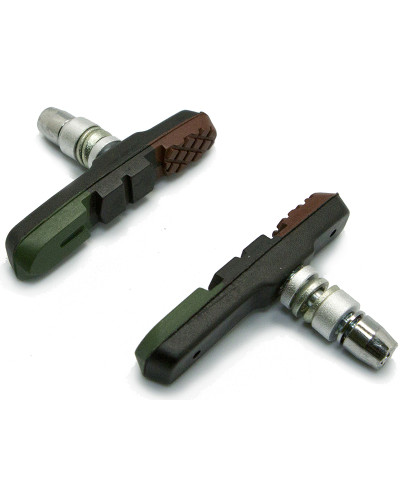 Колодки тормозные Z-629 для V-brake, резьбовые, 72мм, чёр./коричн./зел., совместимость: Shimano XTR/