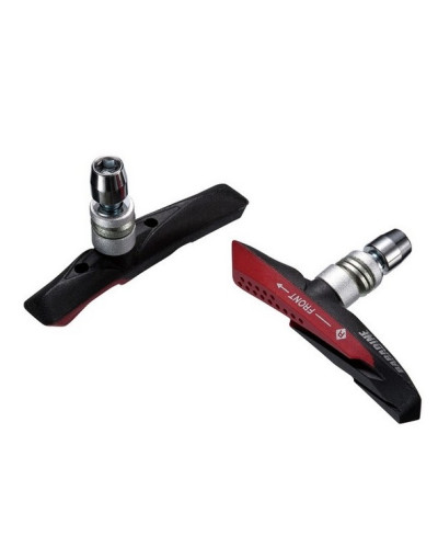 BARADINE Колодки тормозные MTB-959V для V-brake, резьбовые, 72мм, красно-чёрные, влагоотводящий диза