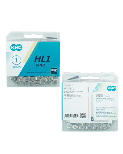 КМС Цепь HL1 WIDE, 1 ск., 1/2x1/8"х112L халфлинковая, серебристая, в торг.уп.