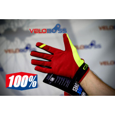 Перчатки 100% Brisker Glove зеленый/красный/черный, р-р M, на липучке