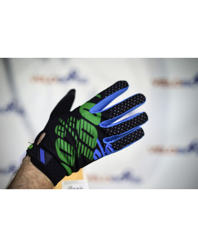 Перчатки 100% Airmatic gloves черный/синий/зеленый, р-р L, на липучке