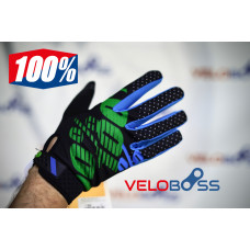 Перчатки 100% Airmatic gloves черный/синий/зеленый, р-р L, на липучке