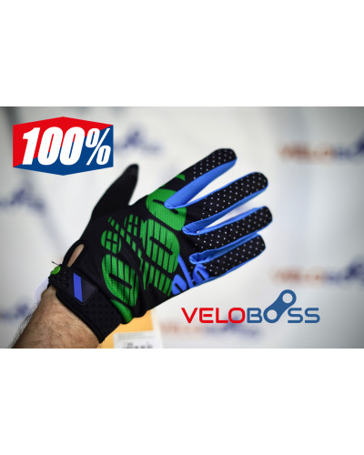 Перчатки 100% Airmatic gloves черный/синий/зеленый, р-р L, на липучке