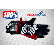 Перчатки 100% Ridefit gloves черный/красный/белый, р-р L, на липучке