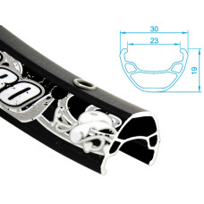 ALEX RIMS Обод FR30, 26"х23ммх32Н, A/V, D, SSE, чёрный (4Х/Dirt)