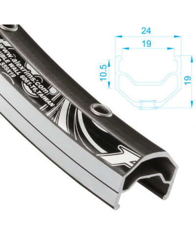 ALEX RIMS Обод XT19, 26"х19ммх36Н, F/V, двойной, CSW, SSE, индикатор износа, черный (МТВ)