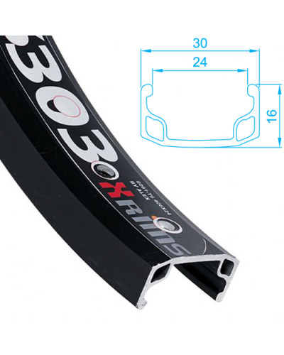 ALEX RIMS Обод Y303, 20"х24ммх48H, A/V, одинарный, чёрный