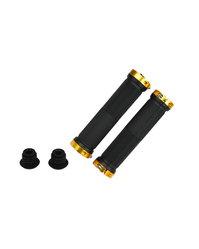 Грипсы MTB,VDG1001,135мм,с 2 грипстопами, под шестигранник,черно-золотые