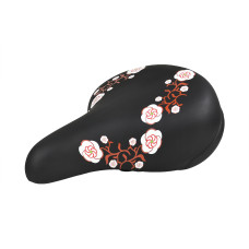 Седло DS-2429 MTB 260*230mm, 550гр,комфорт,пружины+эластомер,черное с цветами