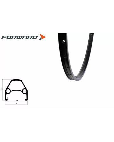 Обод 24" алюминиевый двустеночный, анодированный, 36 отв., FORWARD DW (черный, R0424P01BK01)