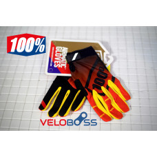 Перчатки 100% Airmatic gloves черный/красный/желтый, р-р M, на липучке