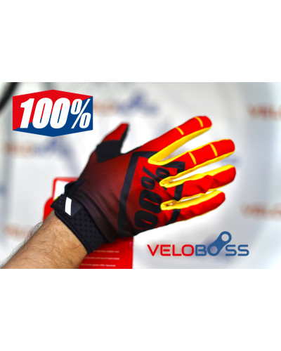 Перчатки 100% Airmatic gloves черный/красный/желтый, р-р M, на липучке