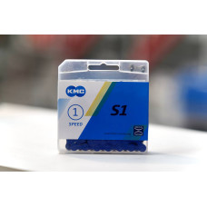 Цепь KMC S1 СИНЯЯ 1 скорость, 1/2"х1/8", 112 звеньев, пин 8.7мм, с замком, синяя (60)