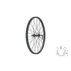 Колесо переднее KLS WASPER V-brake F, 24", чёрное