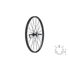 Колесо заднее KLS WASPER FREEWHEEL V-brake R, 24", чёрное