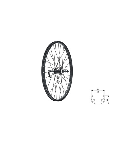 Колесо заднее KLS WASPER FREEWHEEL V-brake R, 24", чёрное