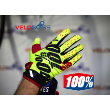 Перчатки 100% Brisker Glove зеленый/красный/черный, р-р L, на липучке