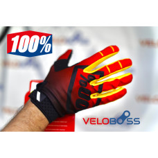 Перчатки 100% Airmatic gloves черный/красный/желтый, р-р L, на липучке